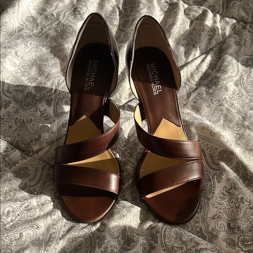 Brown leathers, Michael Kors heels size 7 1/2